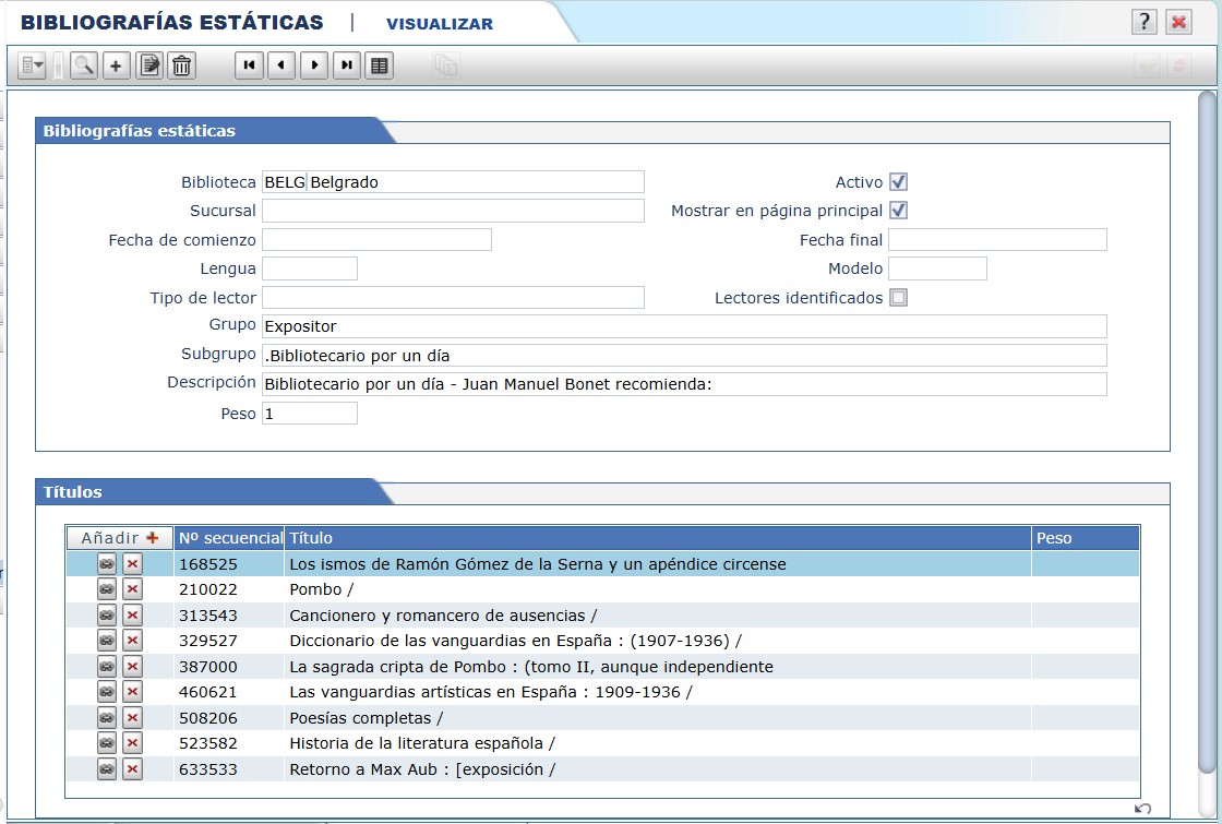 Enlaces directos a bibliografías y sus secciones en Absys 2